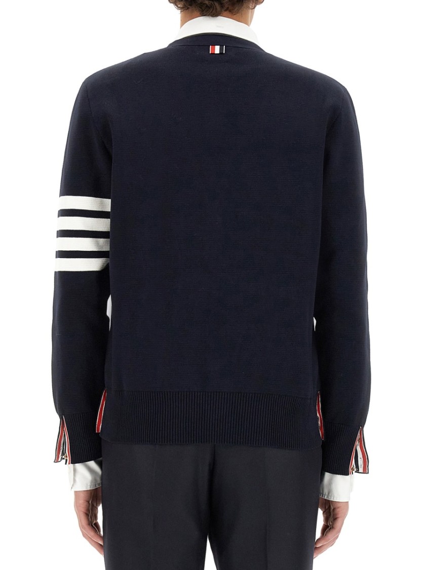 Thom Browne Sustainable Merino Classic Cardigan Sweater In Blue