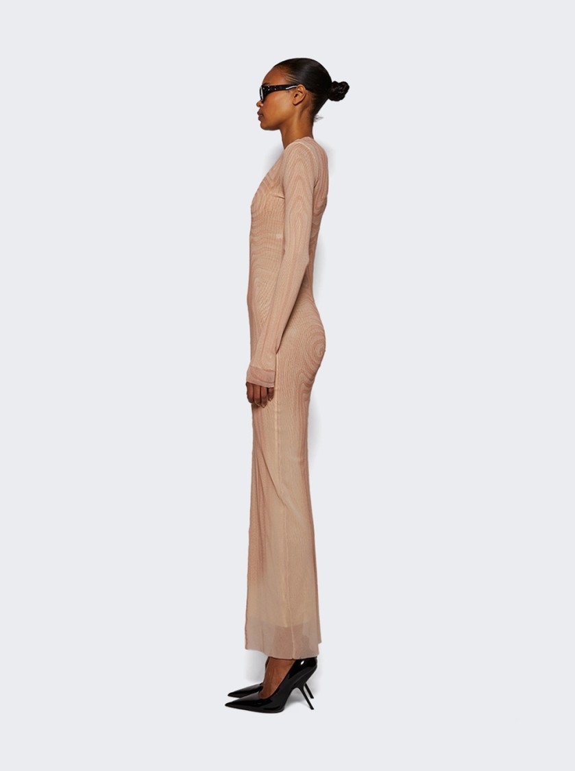 Jean Paul Gaultier Long Spiral Dress Pale Pink