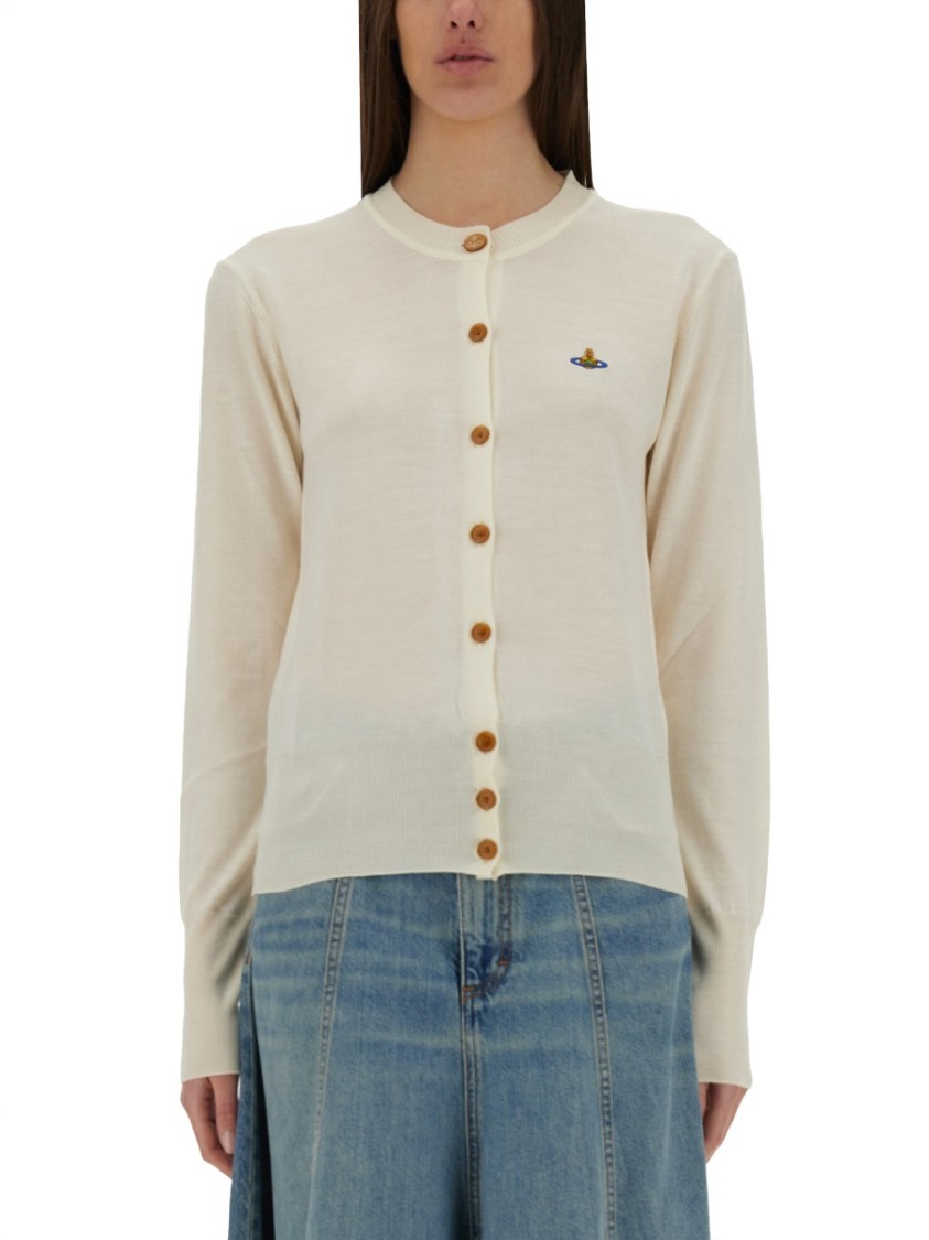 Shop Vivienne Westwood "bea" Cardigan In Neutrals