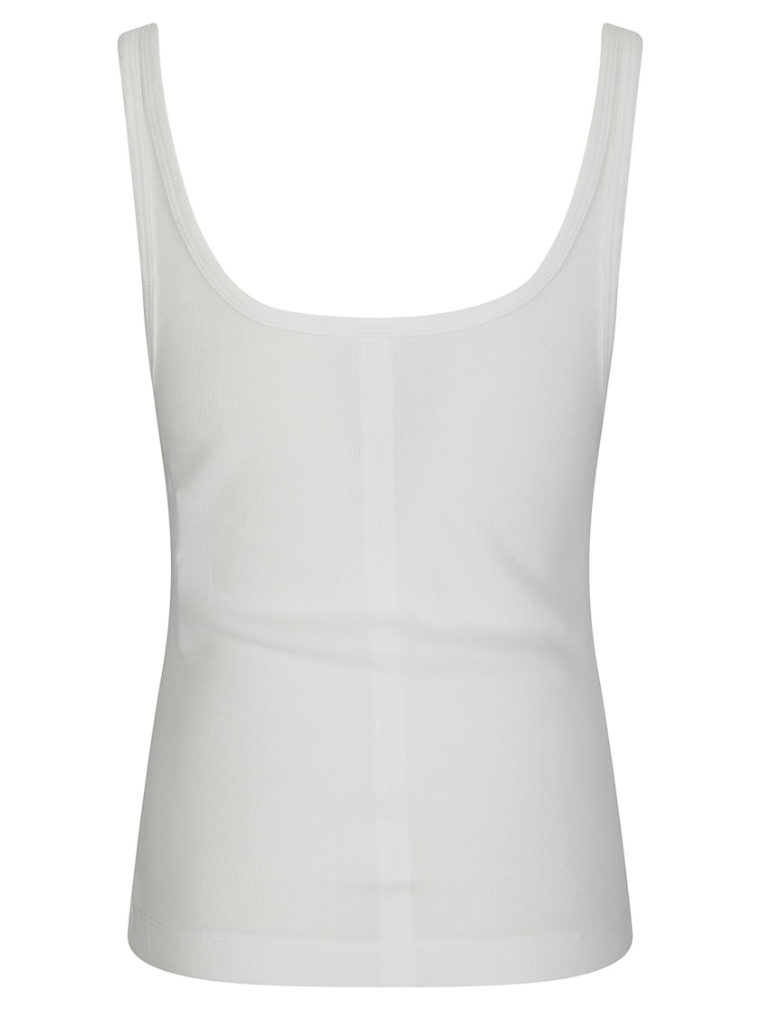 Mm6 Maison Margiela Mm6 By Maison Margiela Sleeveless Ribbed Cotton Tank Top With Crew Neck In White