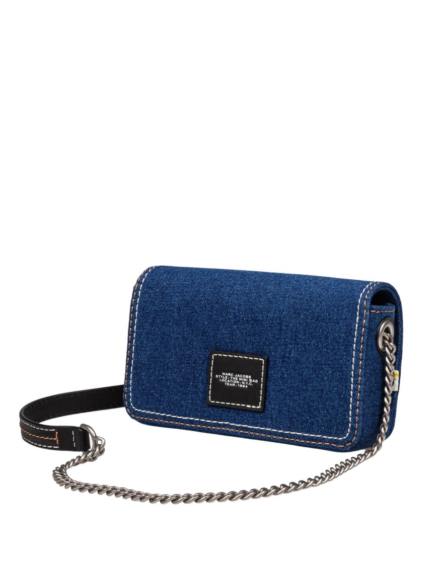 Marc Jacobs The Denim Chain Dark Wash Mini Cross-body Bag In Blue