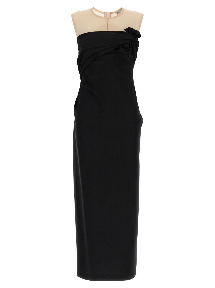 Tory Burch Tight-fitting Sleeveless Dress With Front Knot In Black