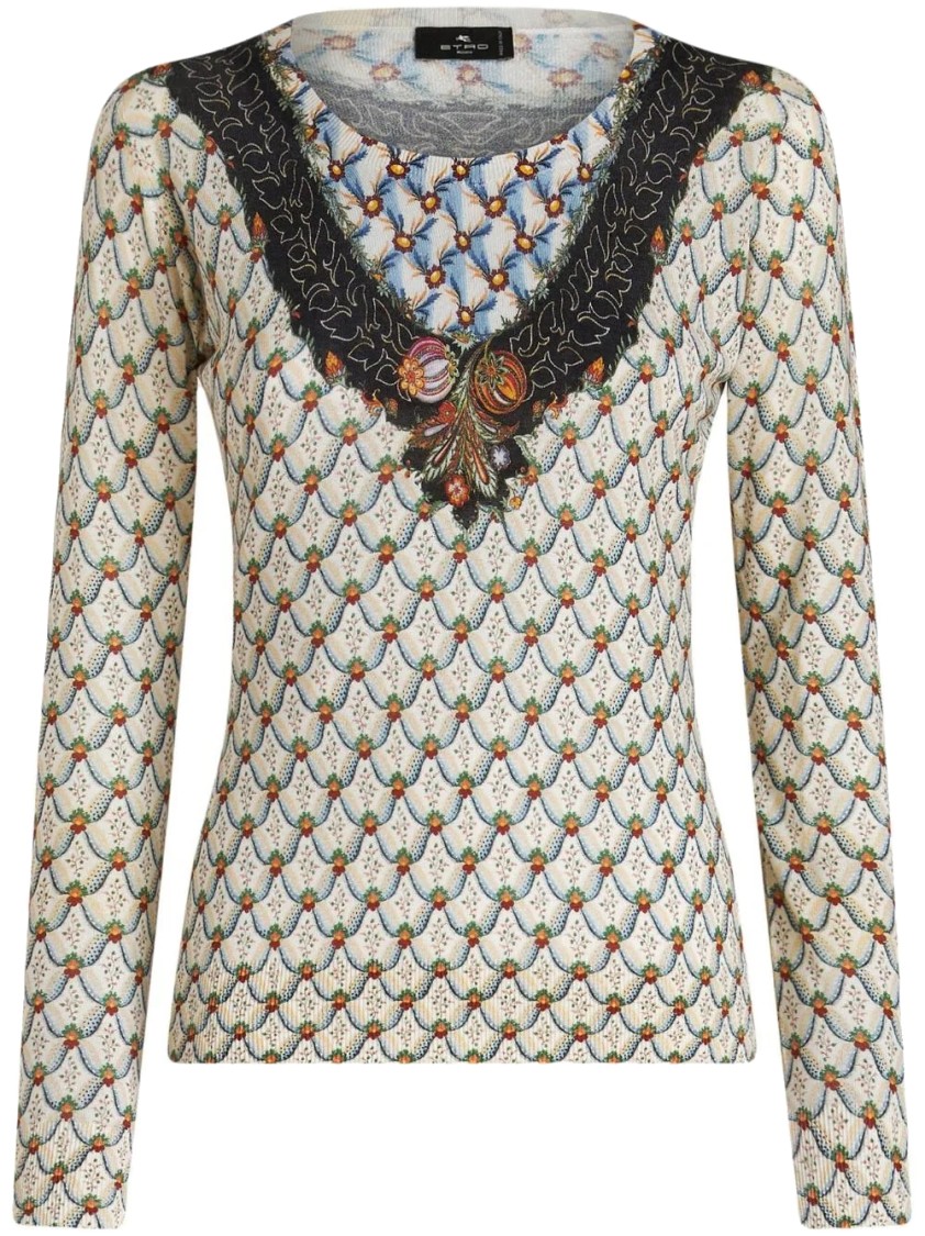 Etro Milan Crew Neck Sweater In Multi