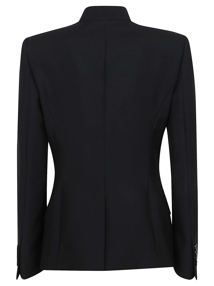 Alexander Mcqueen Mandarin-collar Button-front Fitted Jacket In Black