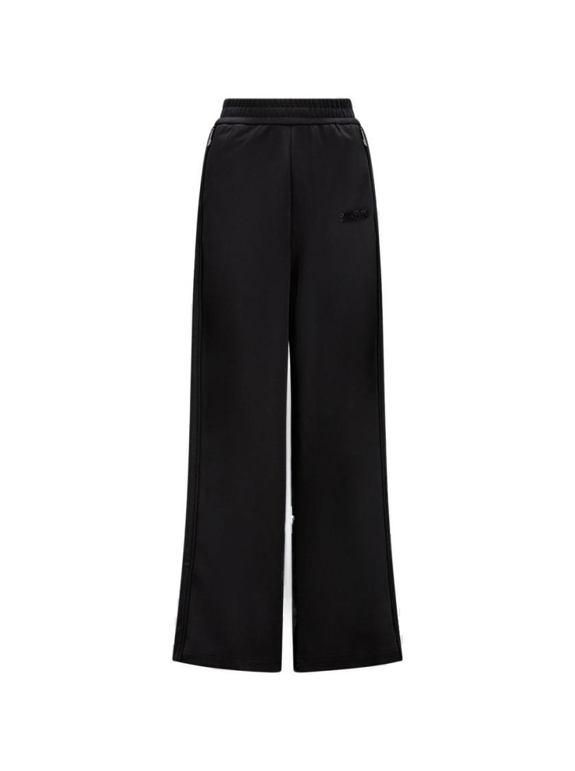 Moncler Wide Silhouette Activewear Pants With Elastic Waistband In Black