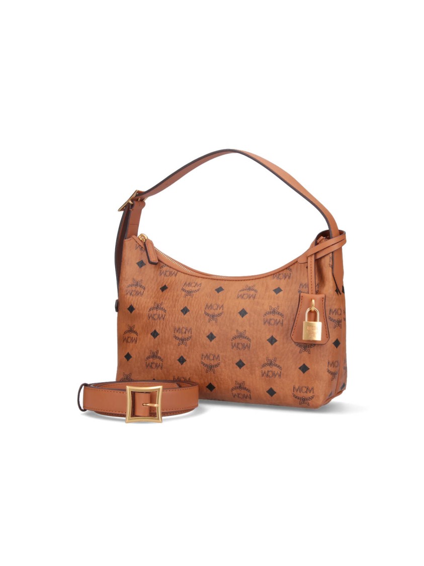 Mcm Arena Hobo Bag With Logo Print In Brown