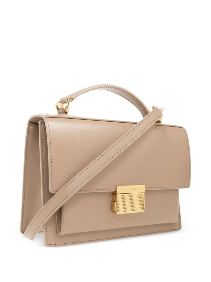 Golden Goose Deluxe Brand Structured Handbag With Gold-tone Clasp And Versatile Straps In Neutrals