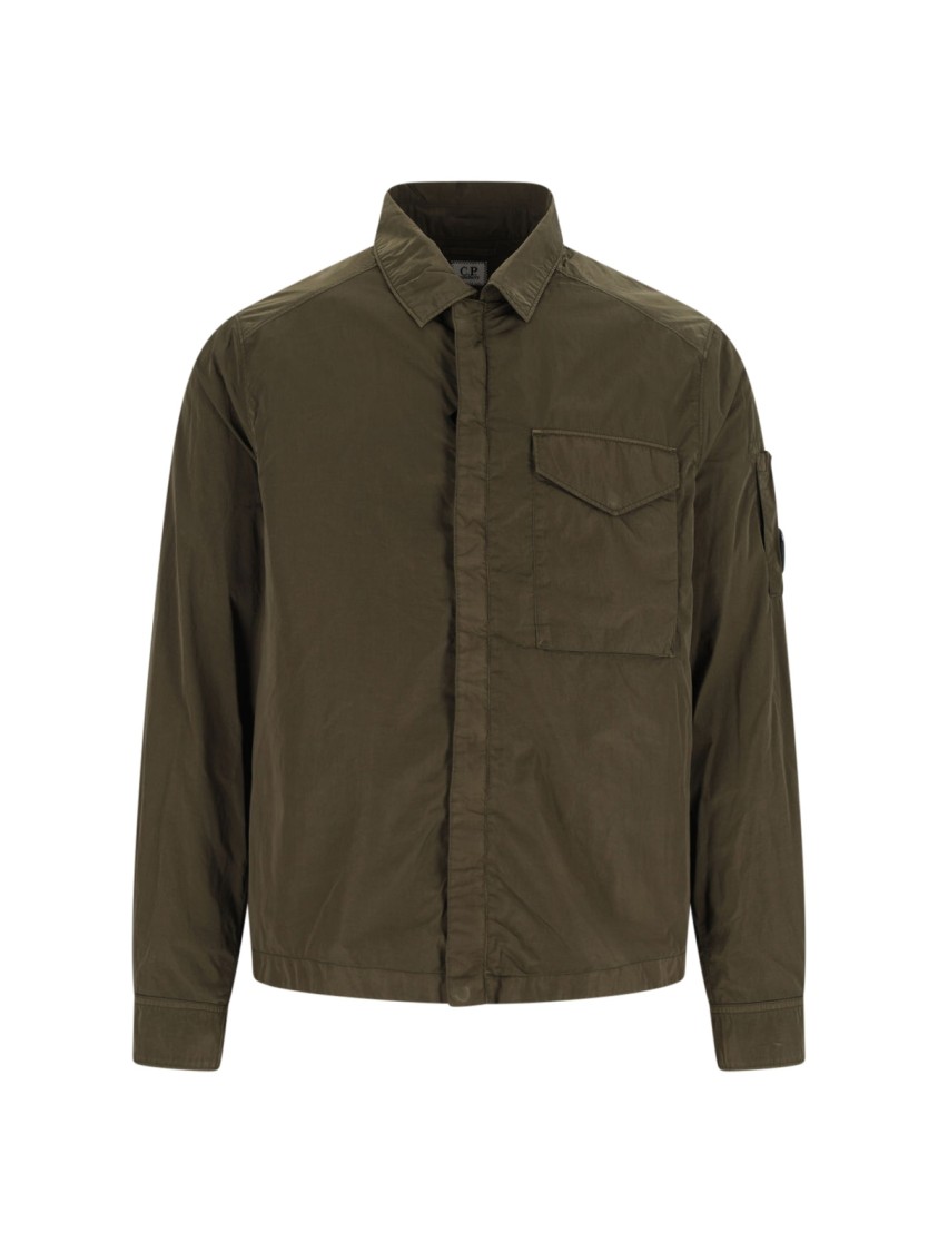 C.p. Company Logo Shirt Jacket - Green In Green