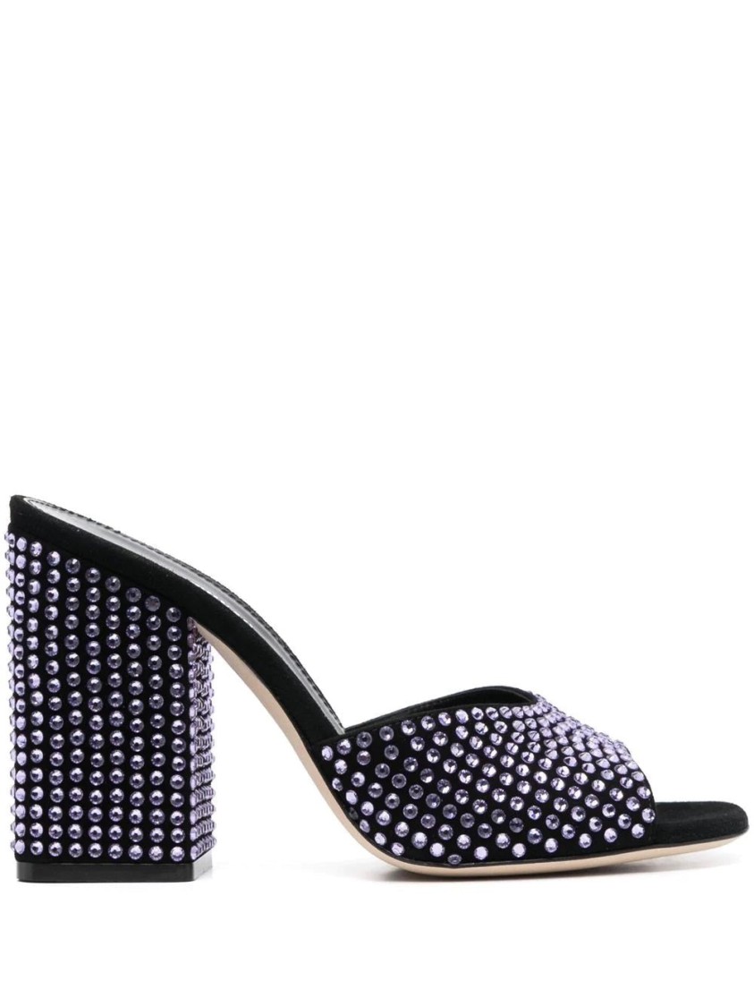 Paris Texas Leather Mules In Black