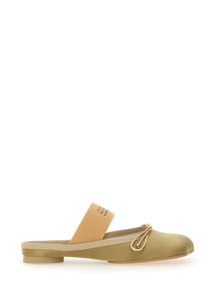 Shop Mm6 Maison Margiela Mm6 By Maison Margiela Slip-on Ballerina Shoes With Decorative Bow In Neutrals