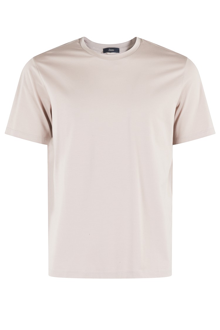 Herno Chantilly Stretch Cotton T-shirt With Round Neckline In White