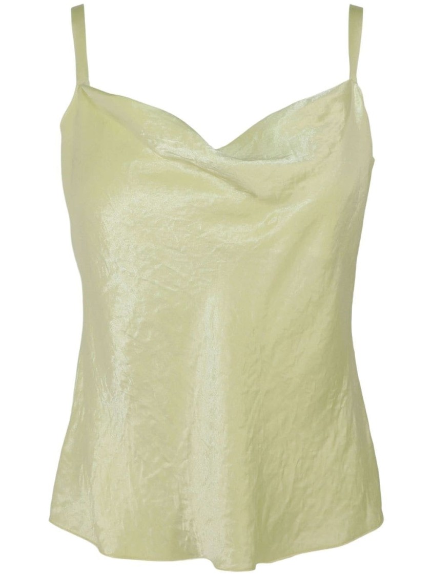 Vince Draped Gold Cowl Neck Camisole In Green