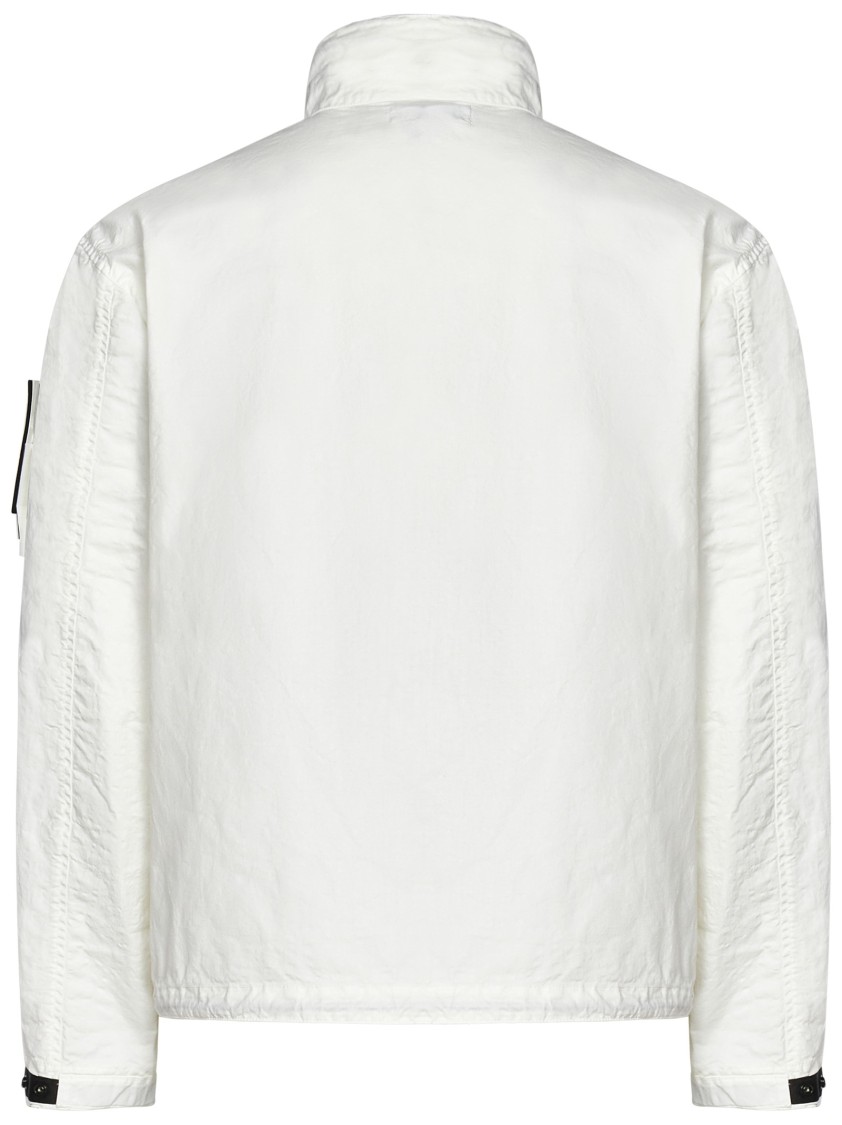 Stone Island White Jacket With Logo Patch And Contrasting Details In White