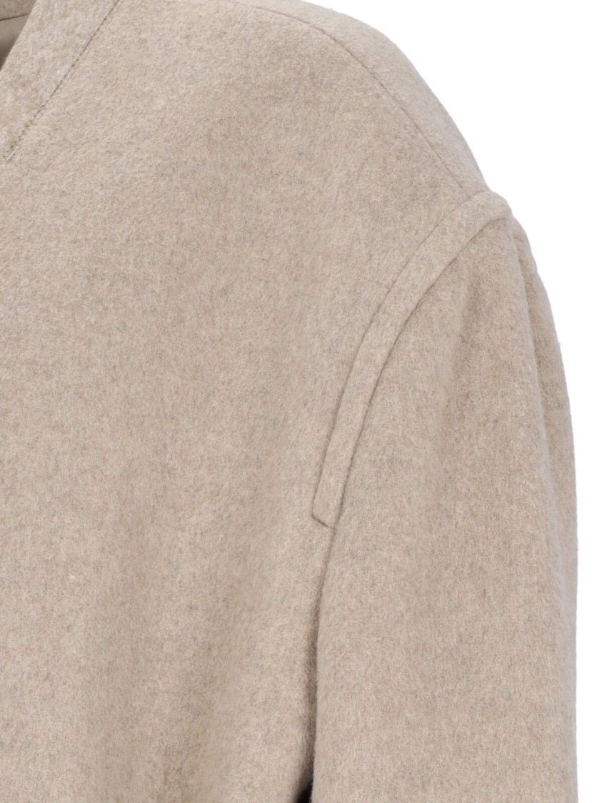 Mm6 Maison Margiela Belted Long Length Jacket With Back Seam In Neutrals