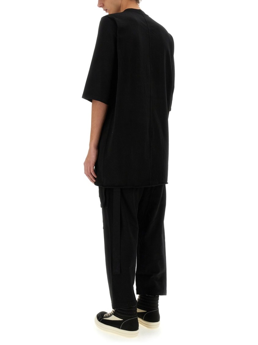Rick Owens Drkshdw Drkshdw By Rick Owens Oversized Cotton T-shirt With Geometric Design And Relaxed Fit In Black