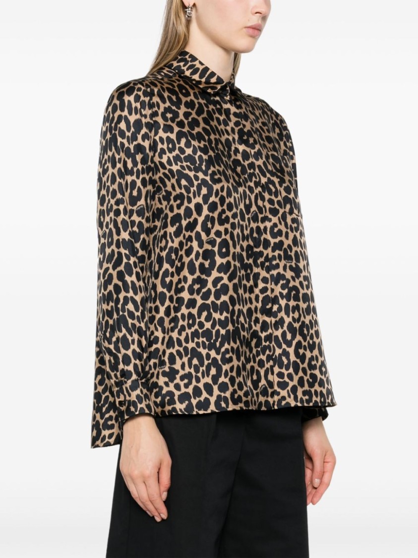 Max Mara Seidenhemd Mit Leoparden-print In Brown