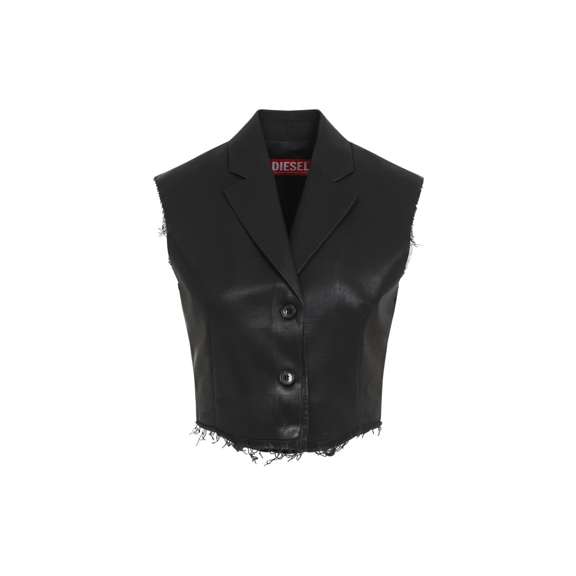 Diesel Chic Waistcoat With Luxurious Polyester And Virgin Wool Blend And Trendy Frayed Edges In Black