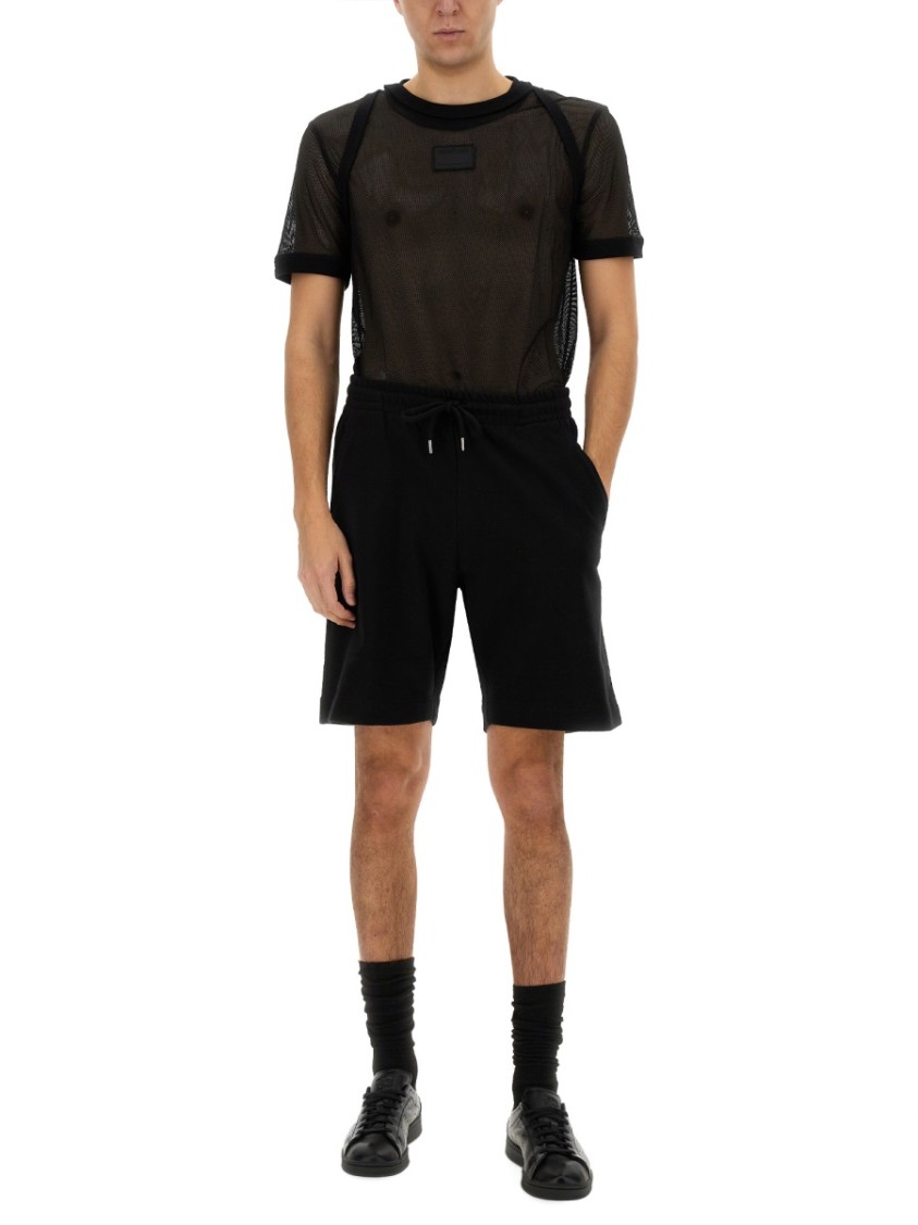 HELMUT LANG HELMUT LANG SEMI-TRANSPARENT MESH T-SHIRT WITH GRAPHIC PRINT