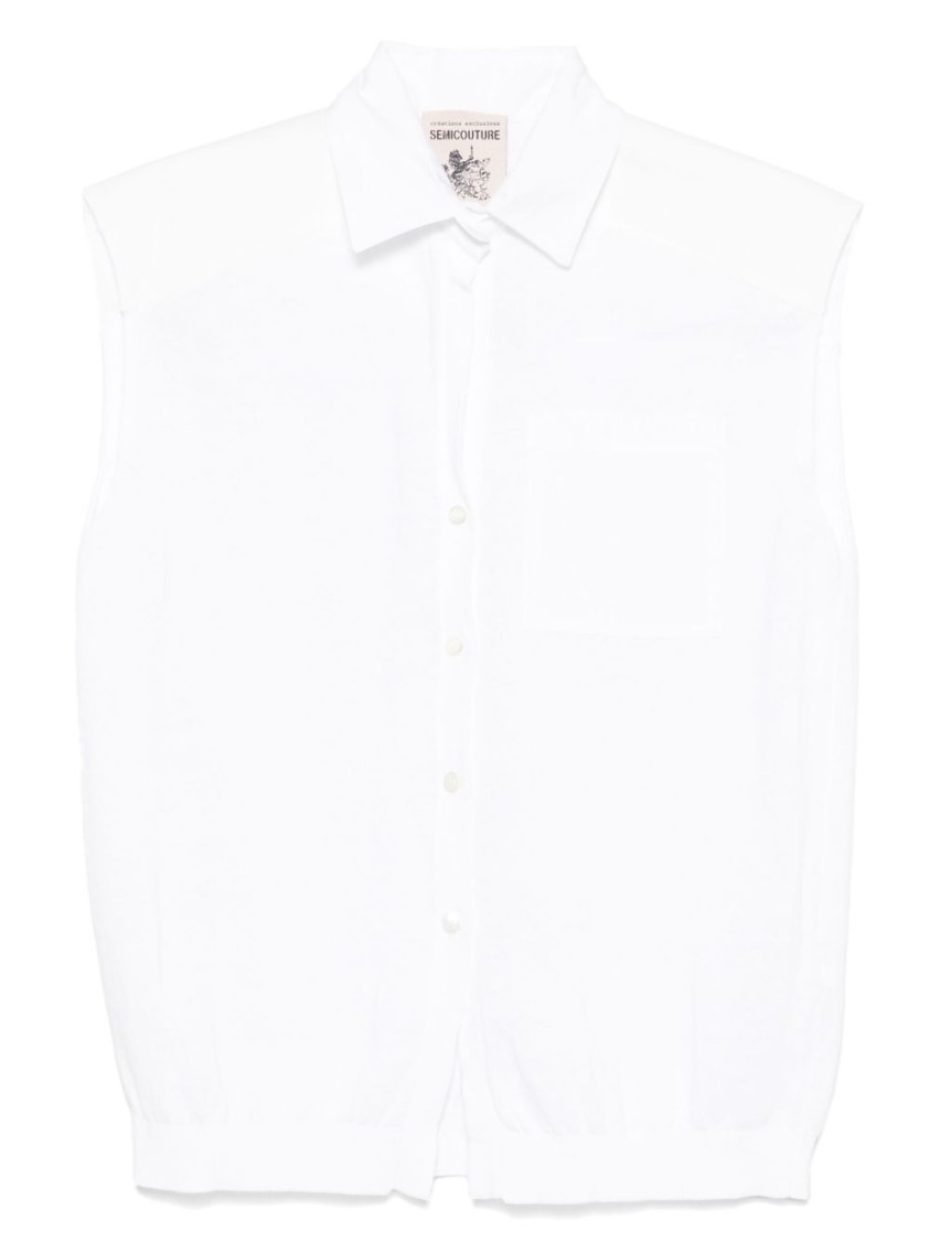 Semicouture Semi Couture Sleeveless White Cotton Jacket
