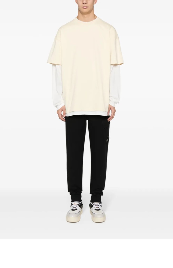 C.p. Company Diagonal Raised Fleece Lens Sweatpants In Black