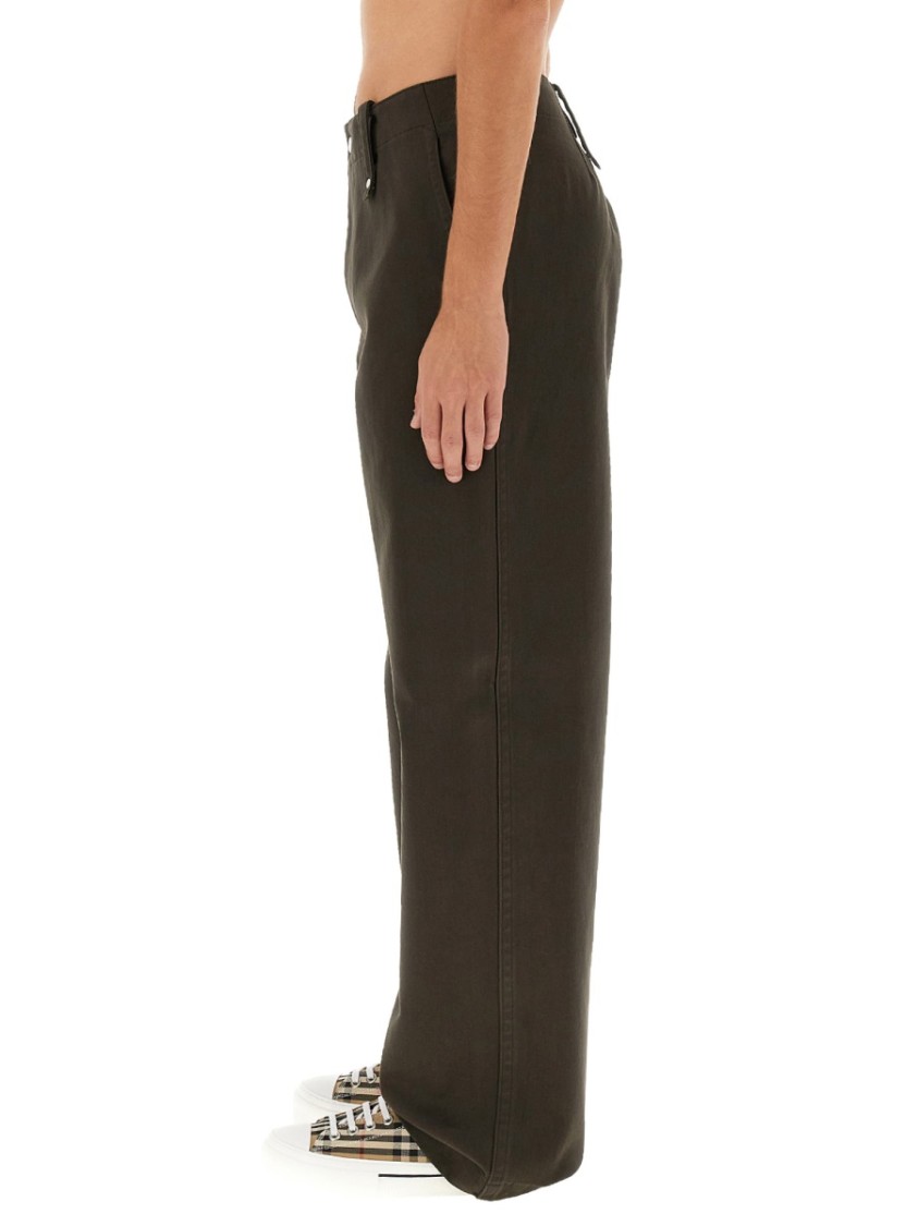 Shop Burberry Wide-leg Cotton Pants In Black