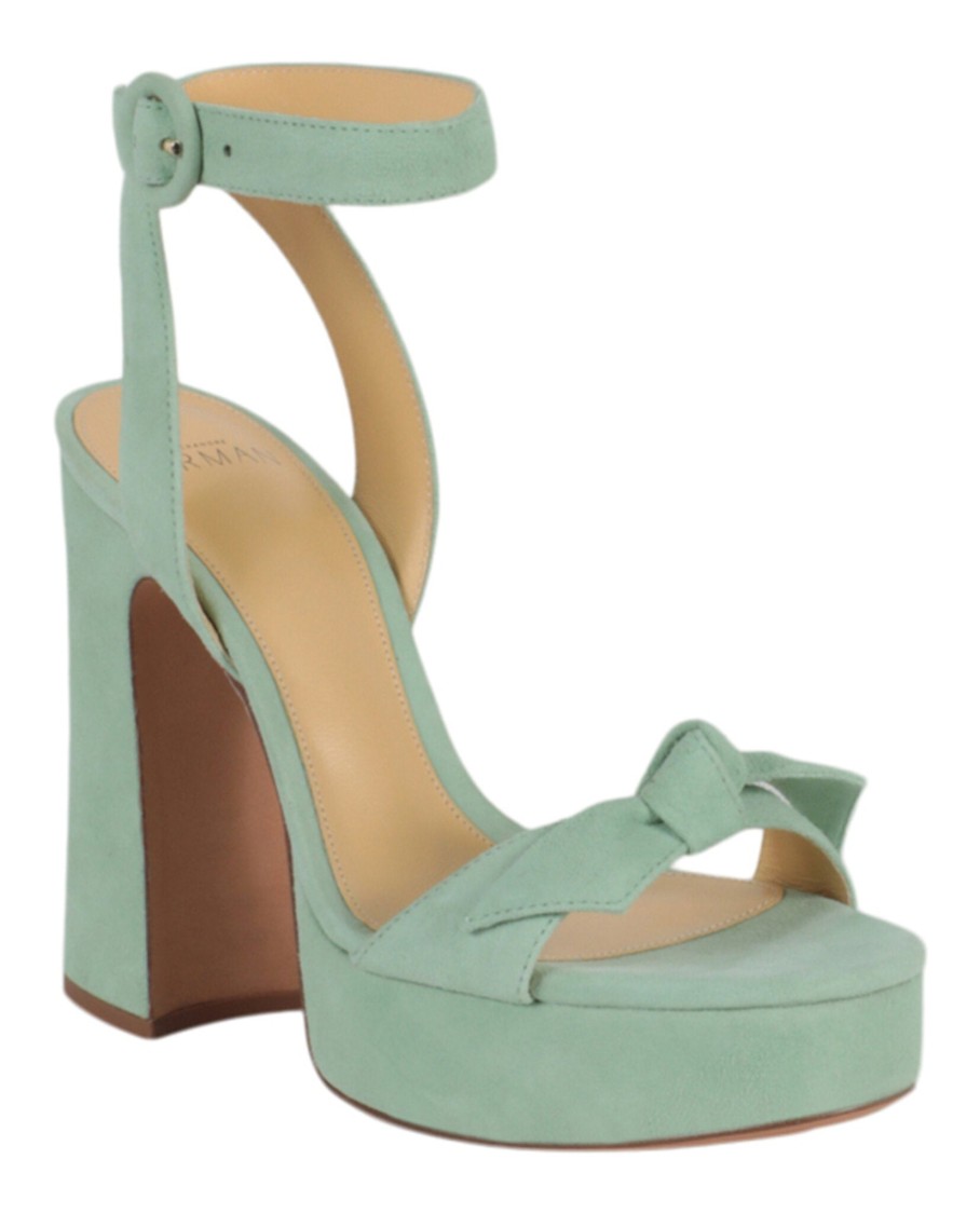 Alexandre Birman Clarita Curve 120 Suede Platform Sandal In Green