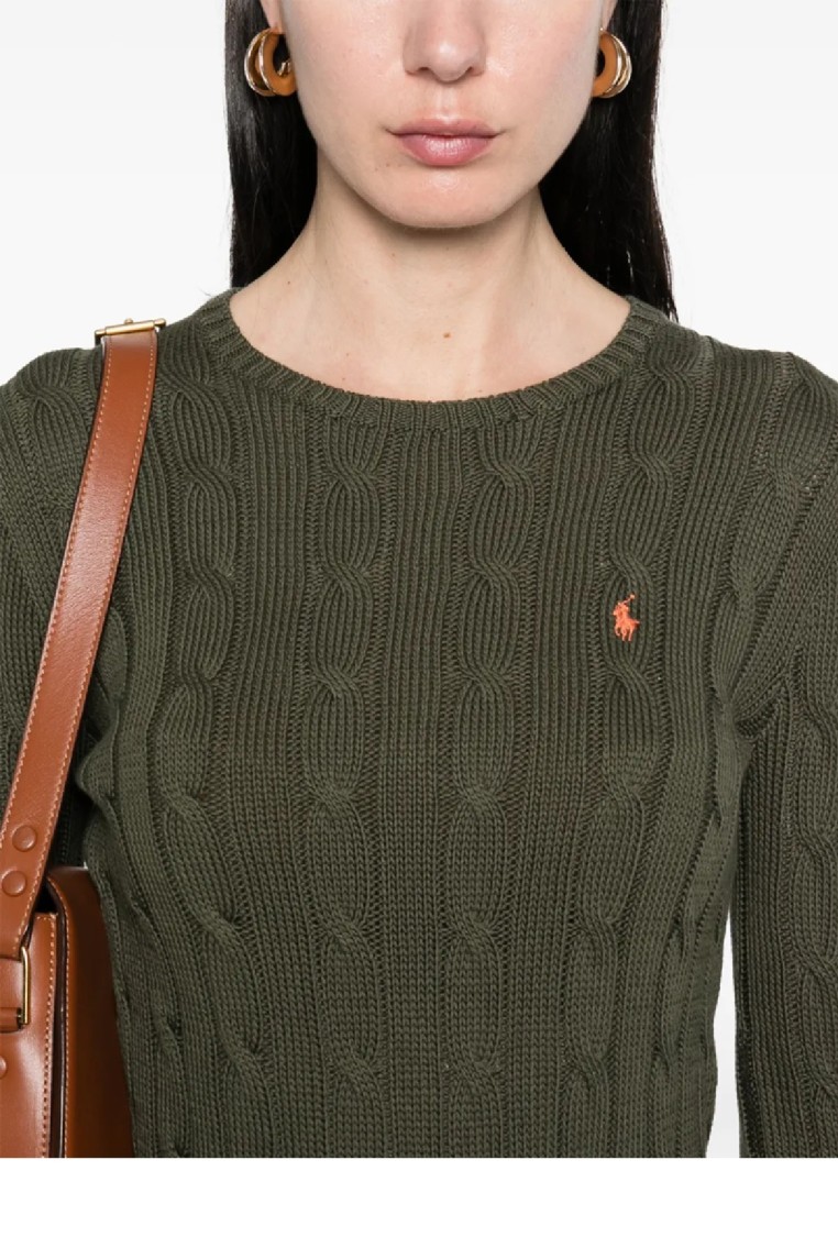 Polo Ralph Lauren Textured Cable Knit Long Sleeve Pullover In Green