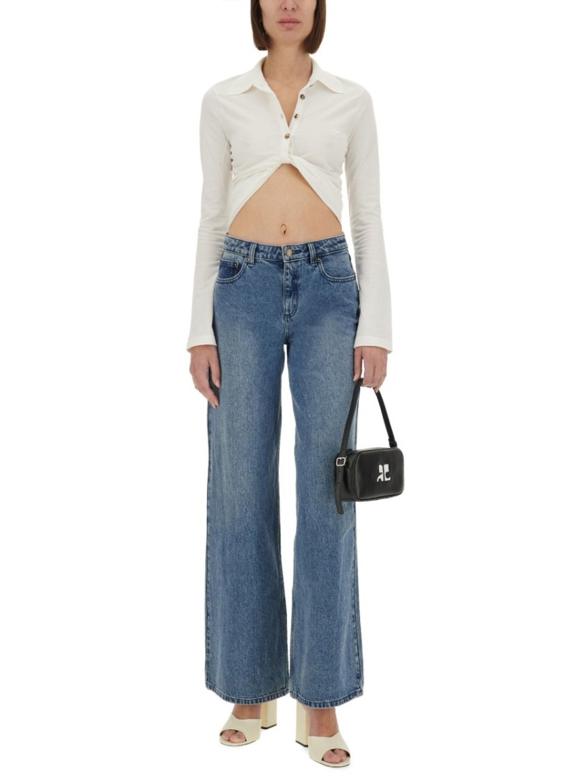 Courrèges Collared Neck Knotted Front Long Sleeves