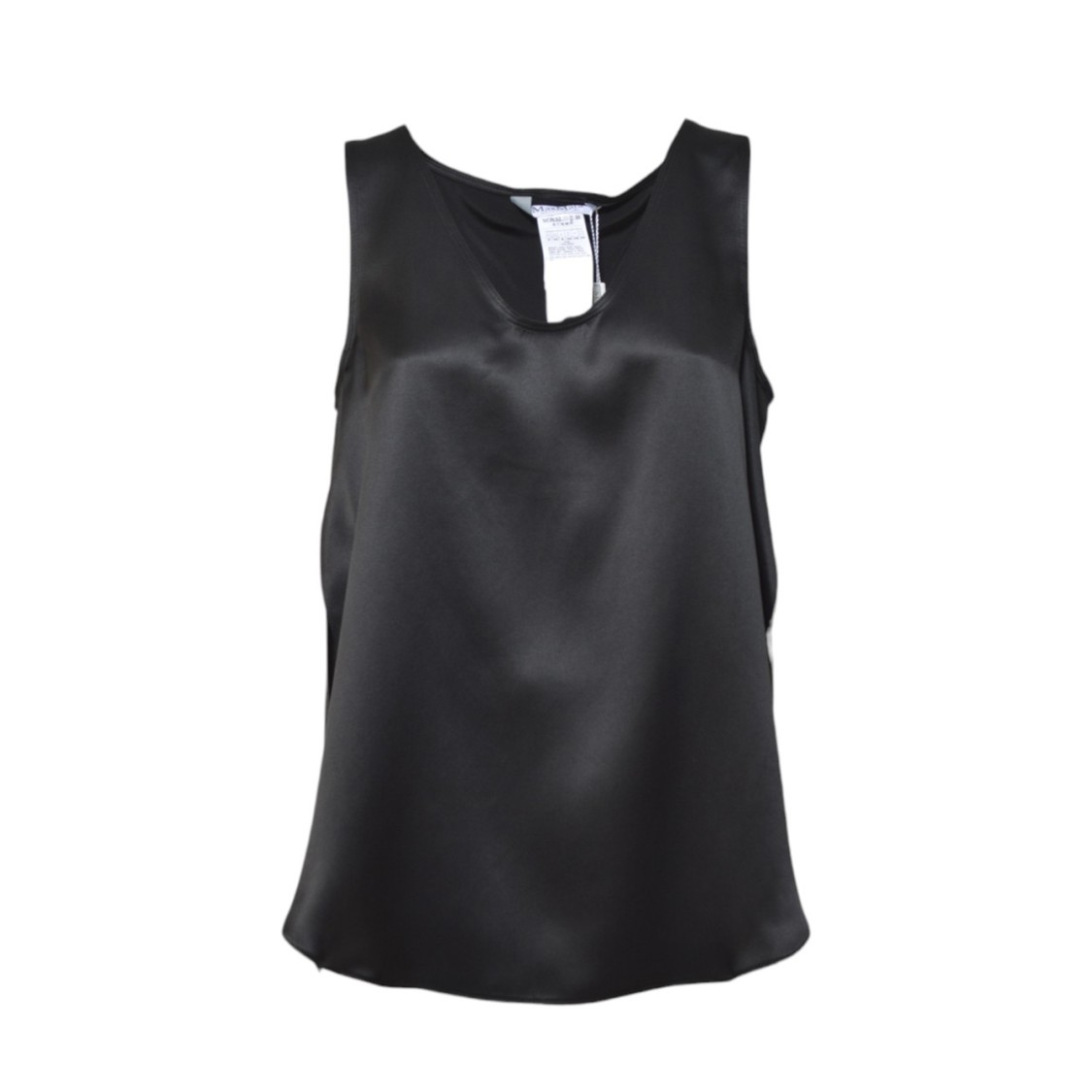 Max Mara Filly Top In Black Silk Satin In Black
