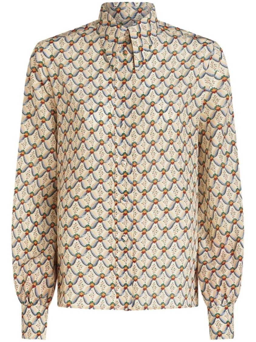 Etro Silk Long Sleeve Shirt In Neutral