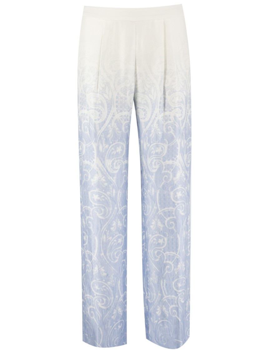 ERMANNO FIRENZE ERMANNO FIRENZE FLORAL PATTERN VISCOSE TROUSERS WITH ZIP FASTENING