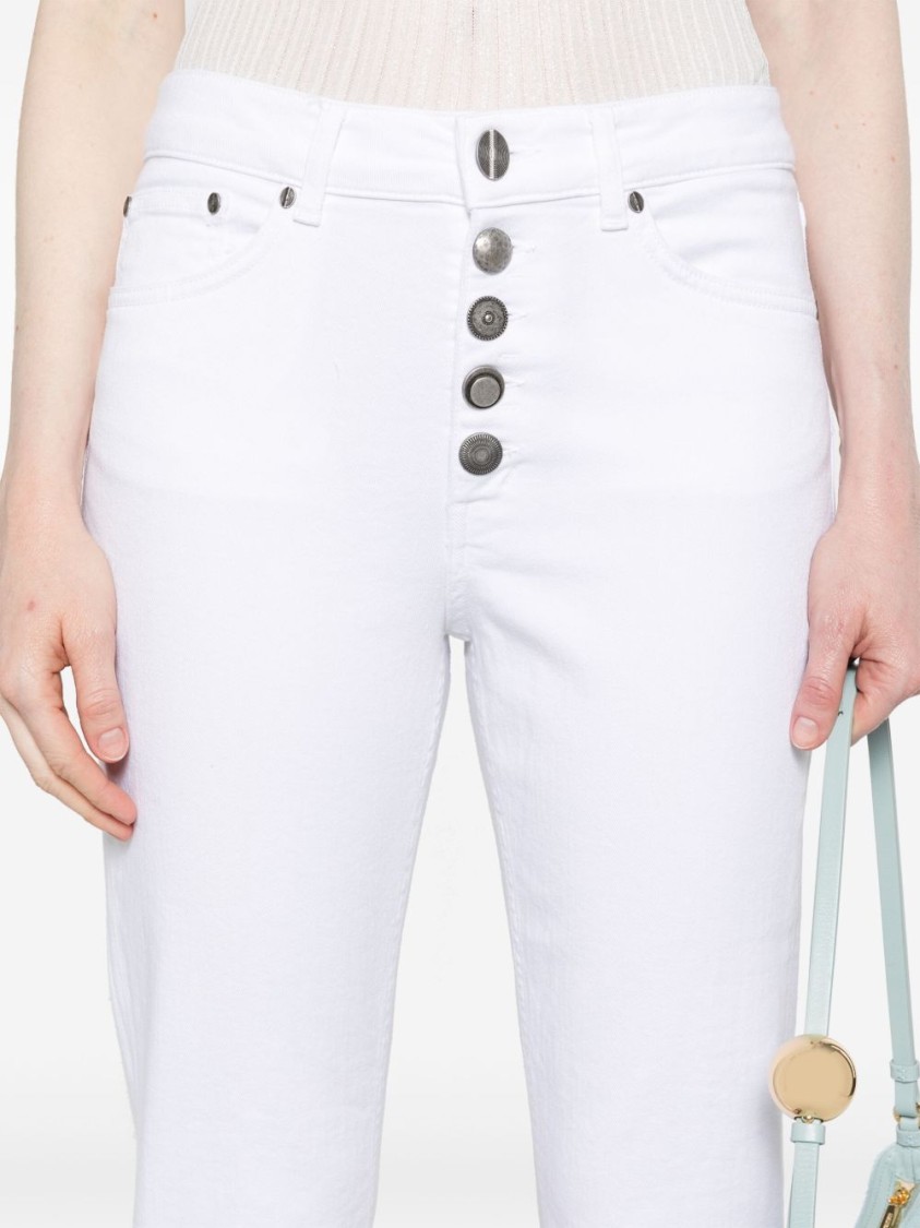 Dondup Cropped Cotton-blend Denim Jeans With Button Detailing