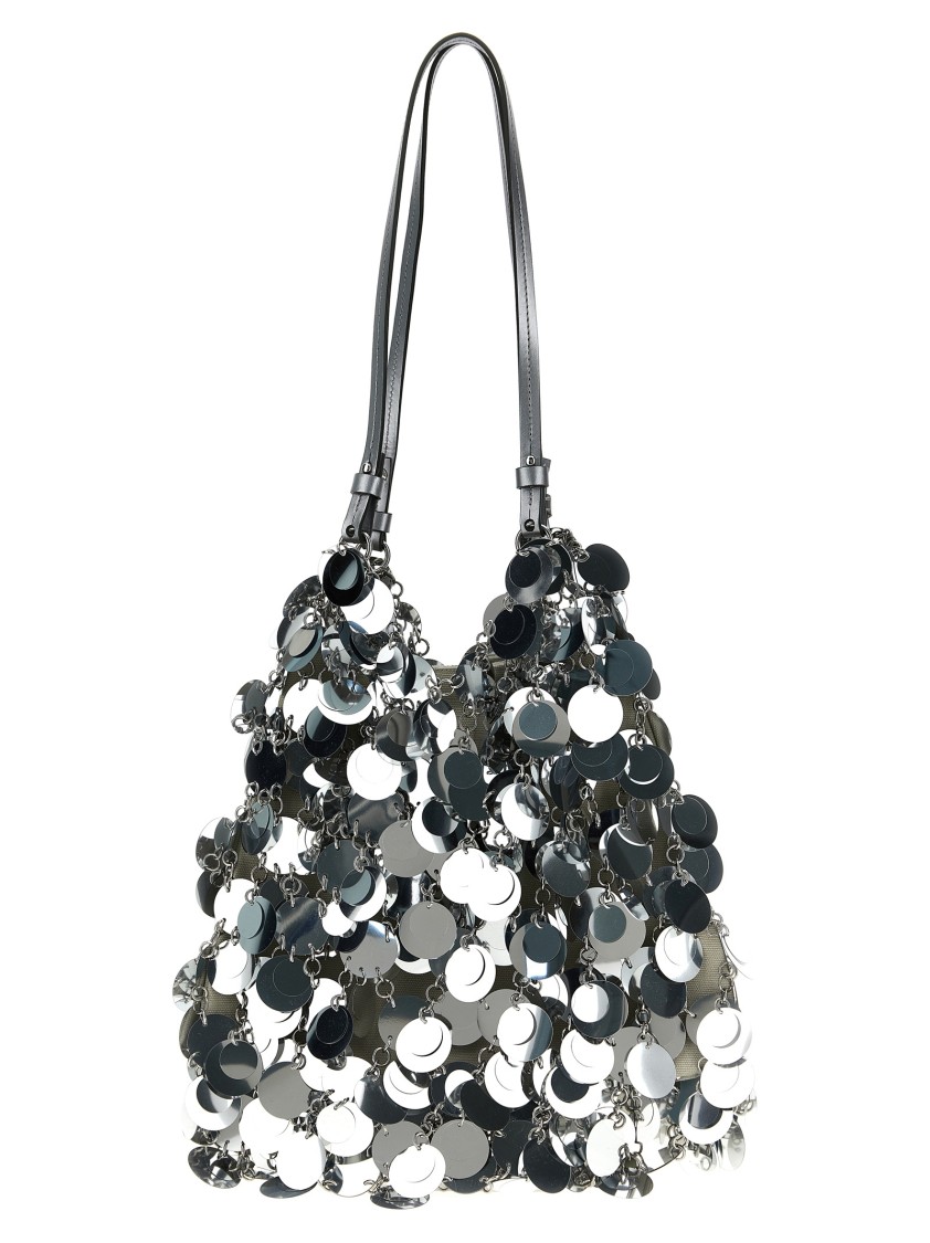 Rabanne Paco 'silver Sparkle Discs Large' Shoulder Bag In Silver