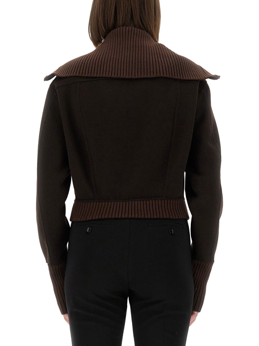 Victoria Beckham Zippered Wool Jacket In Black