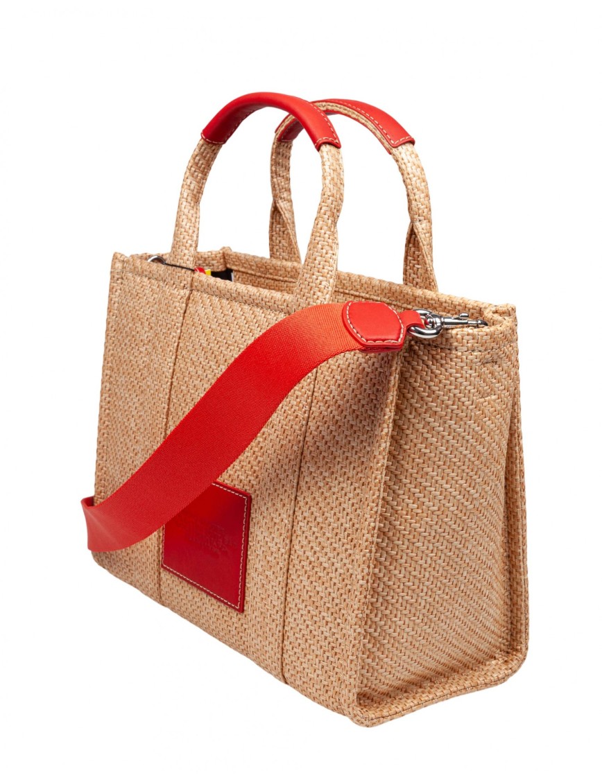 Marc Jacobs The Medium Tote Bag In Raffia With Embroidery