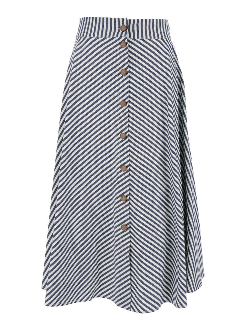 Merci Multicolor Skirt With All-over Striped Motif