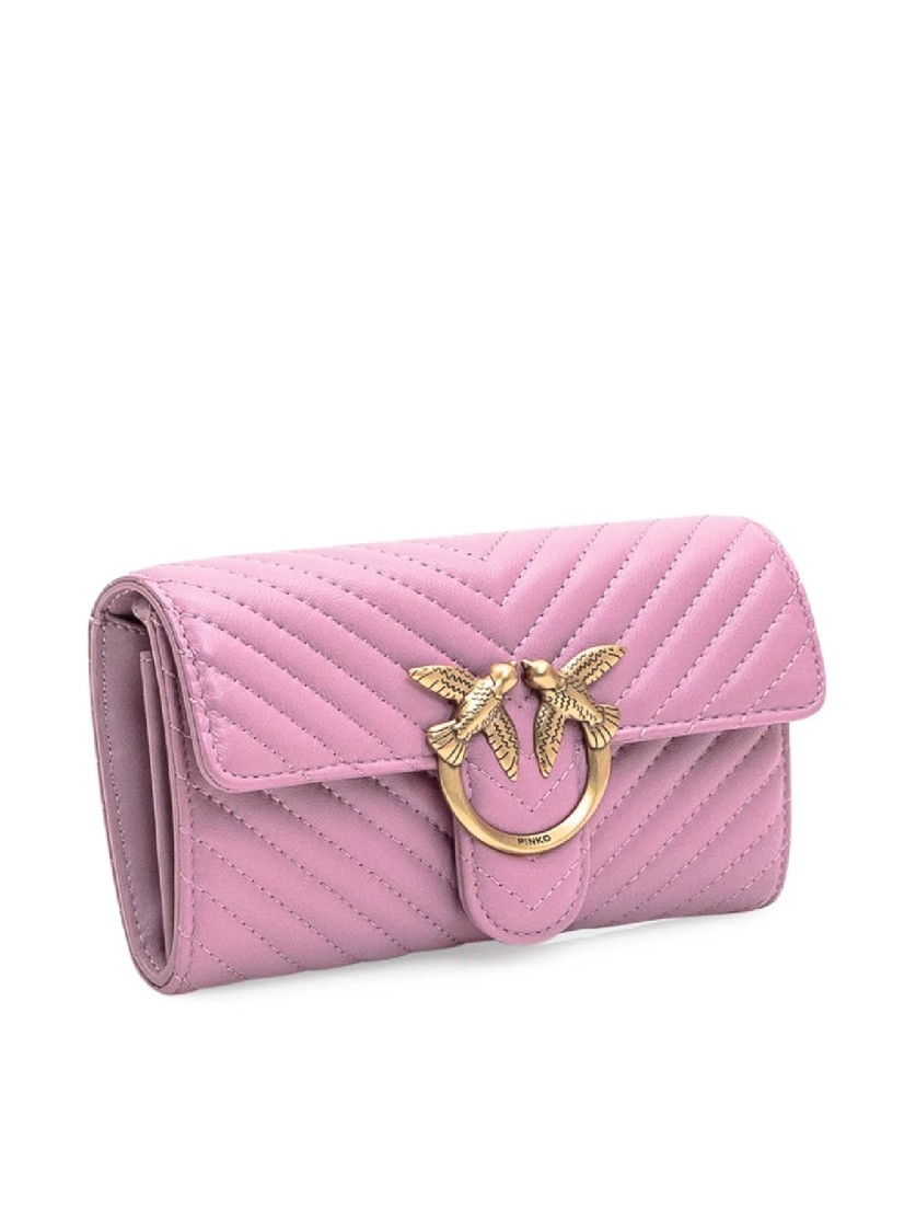 PINKO PINKO QUILTED VIOLA LEATHER WALLET WITH CHAIN STRAP