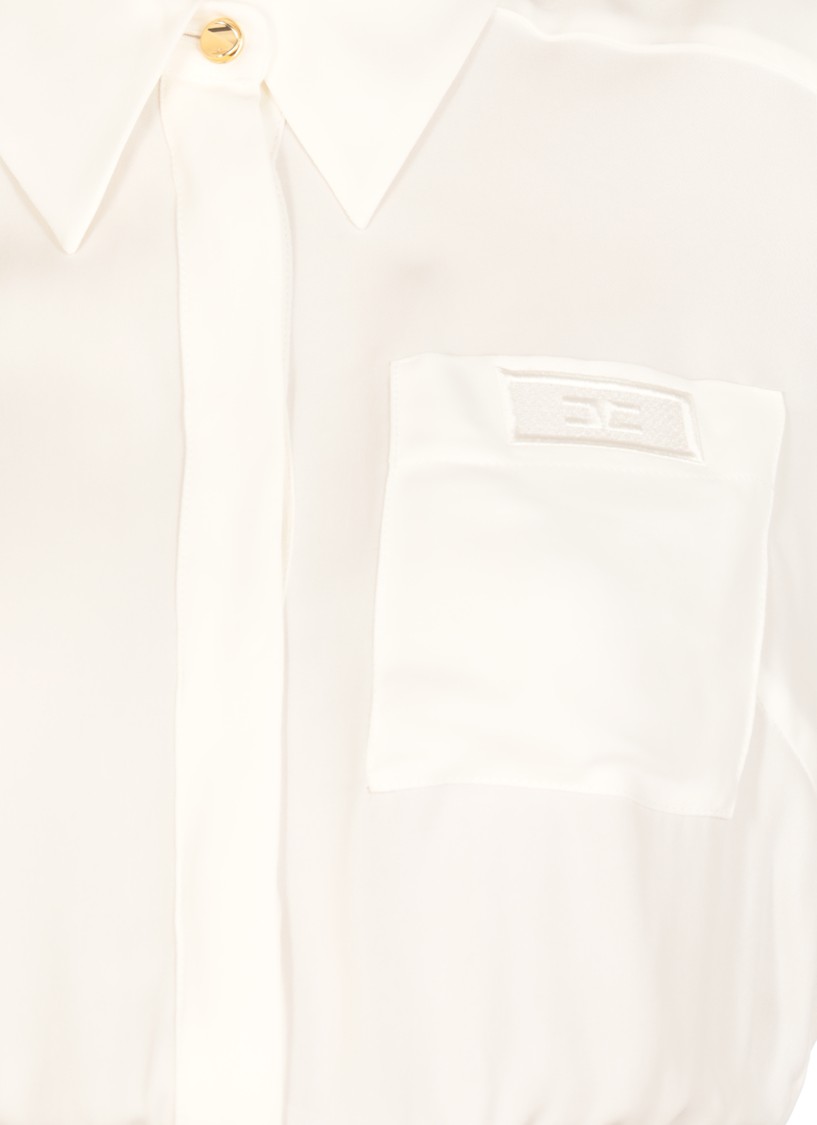 Elisabetta Franchi White Cotton Cropped Shirt In White