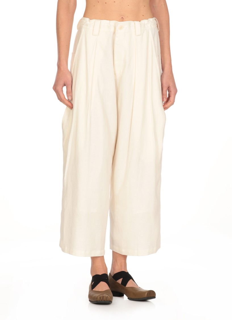 Y's High-waisted Linen Blend Pants In Neutral