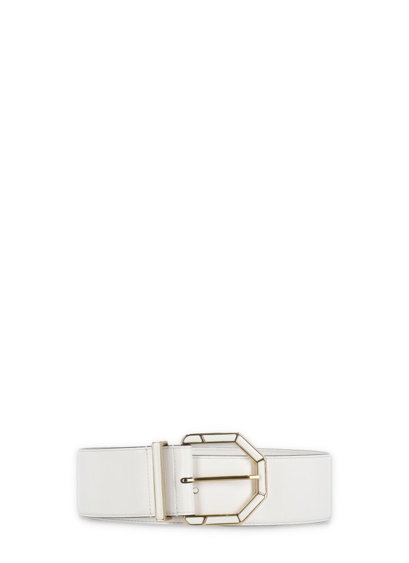 ETRO ETRO WHITE LEATHER MAXI BELT 