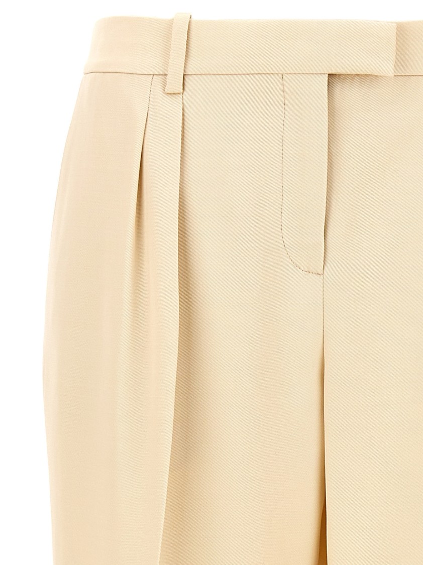 Tom Ford Front Pleated Silk And Wool Pants