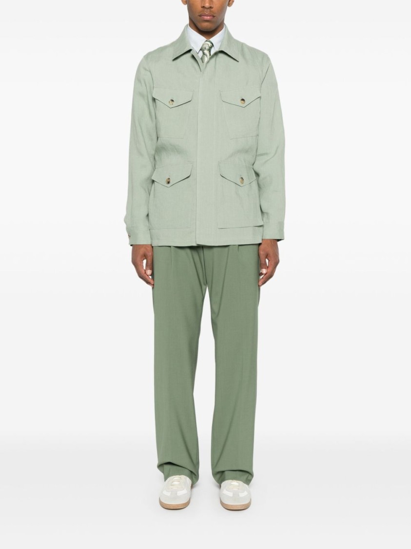 PAUL SMITH PAUL SMITH SAGE GREEN CASUAL JACKET WITH CLASSIC COLLAR