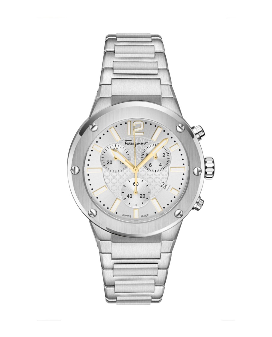 Ferragamo F-80 Chrono Bracelet Watch In Metallic