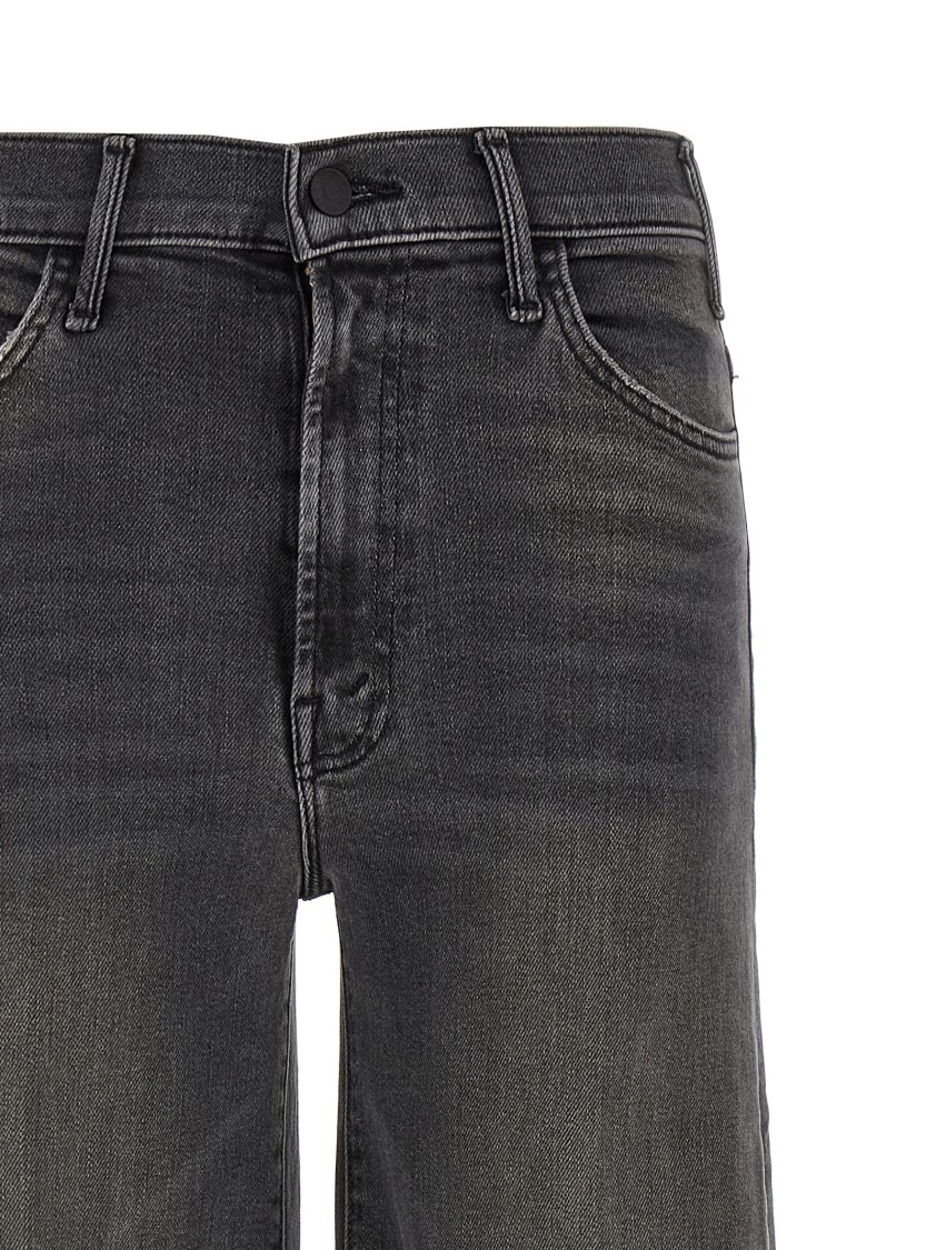 Mother Jeans Hustler Roller Sneak Fray In Black