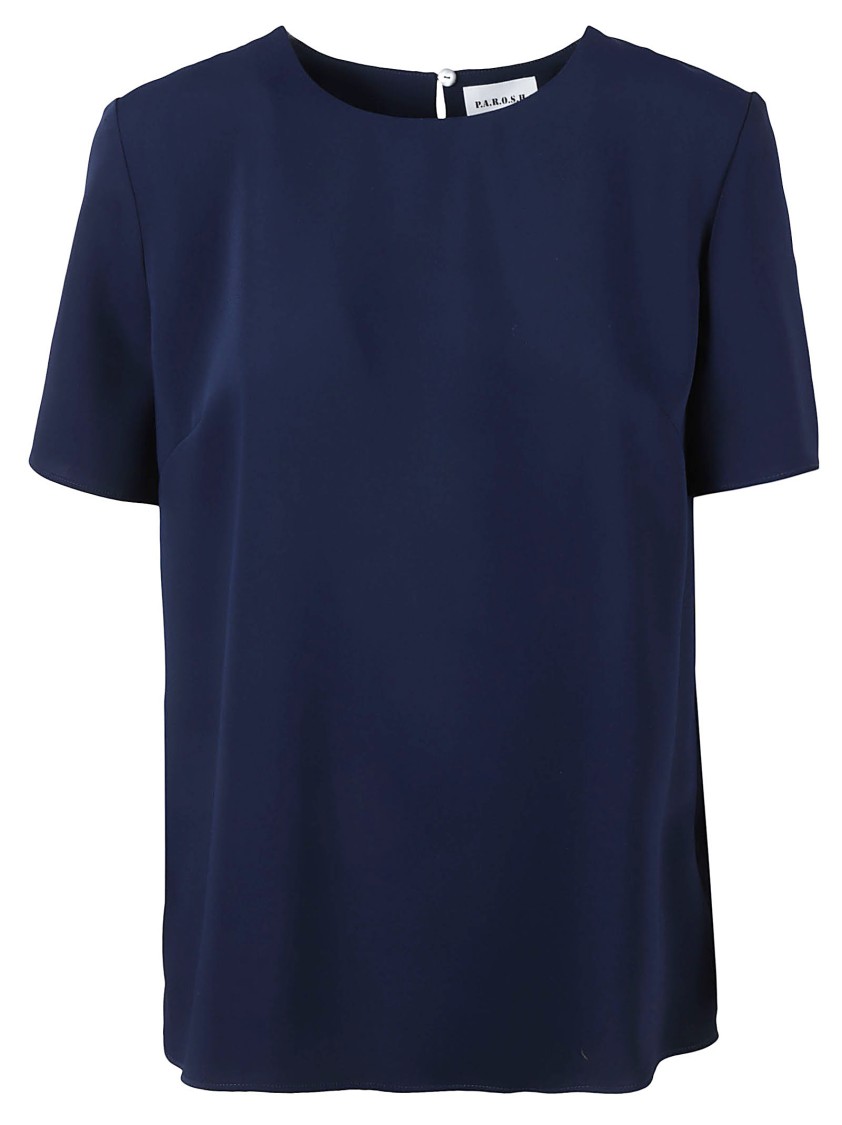 P.a.r.o.s.h . Blue Blouse With Subtle Split Detail In Black
