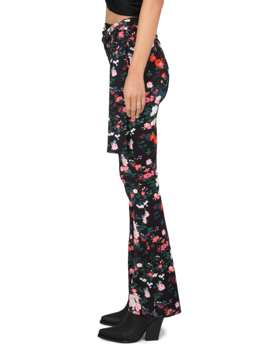 Rabanne Viscose Jersey Printed Flared Trousers In Black
