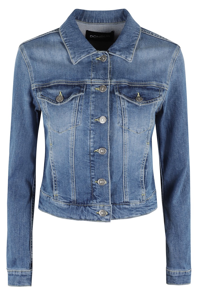 Dondup Denim Jacket With Long Sleeves And Collared Neck In Blue