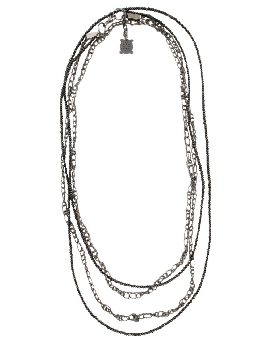 Panicale Layered Diamond-accented Necklace With Unique Chain Motif In Silver
