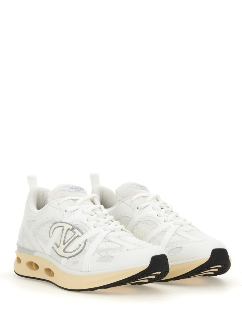 Valentino White Leather And Fabric Vlogo Easyjog Sneakers