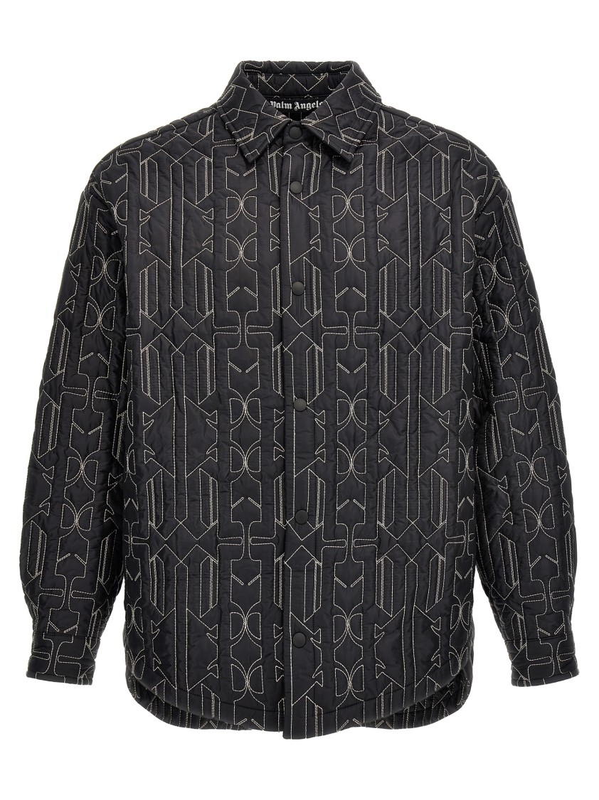 Palm Angels Quilted All Monogram Outerwear With Snap Buttons In Gray